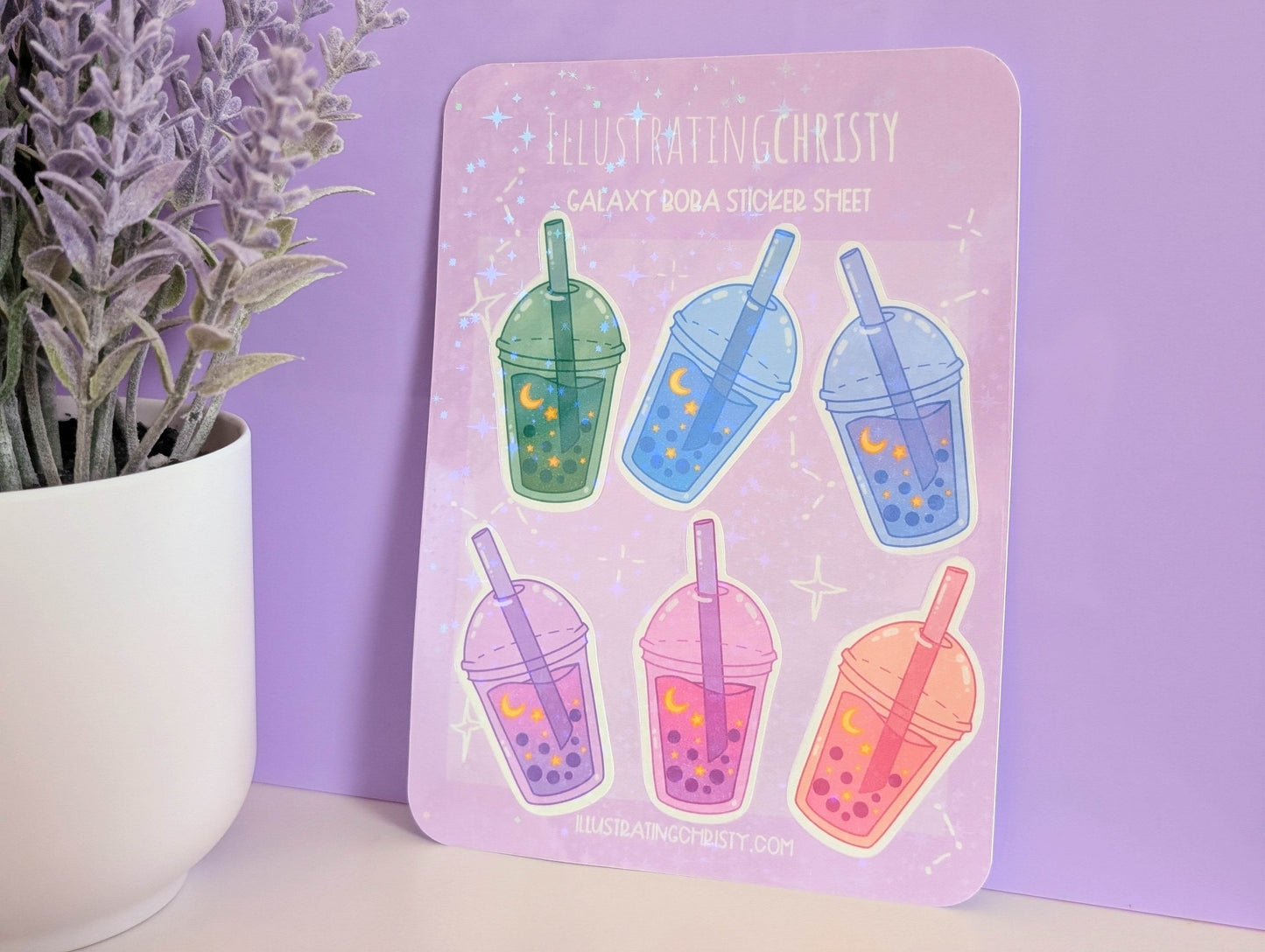 Boba Galaxy Sticker Sheet - IllustratingChristy