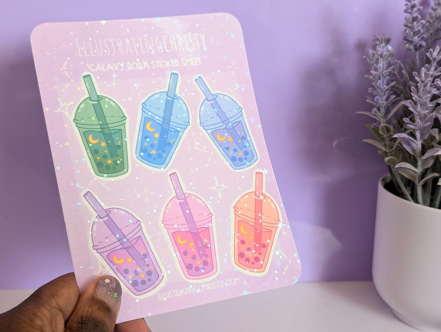 Boba Galaxy Sticker Sheet - IllustratingChristy