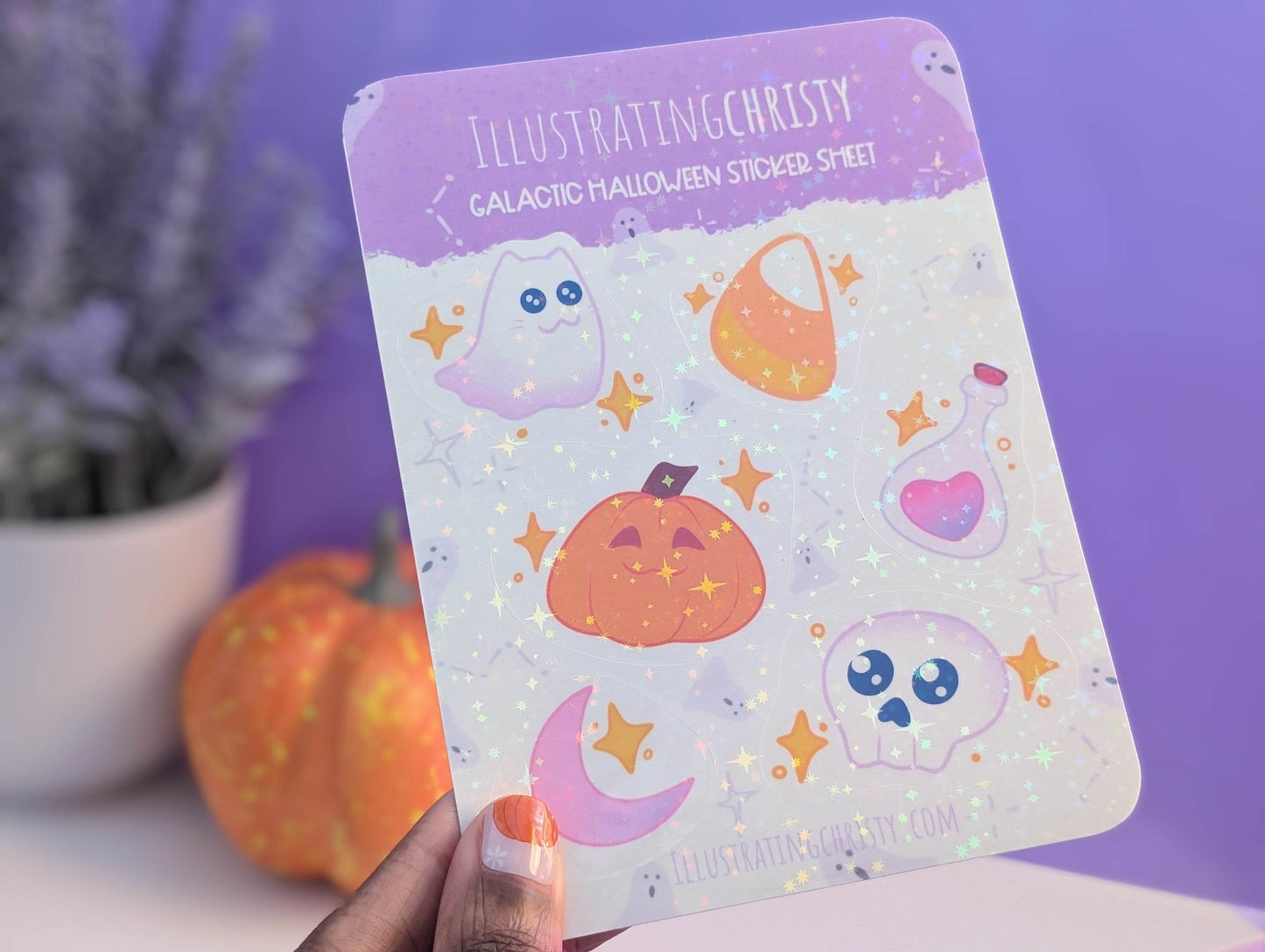 Galactic Halloween Sticker Sheet - IllustratingChristy