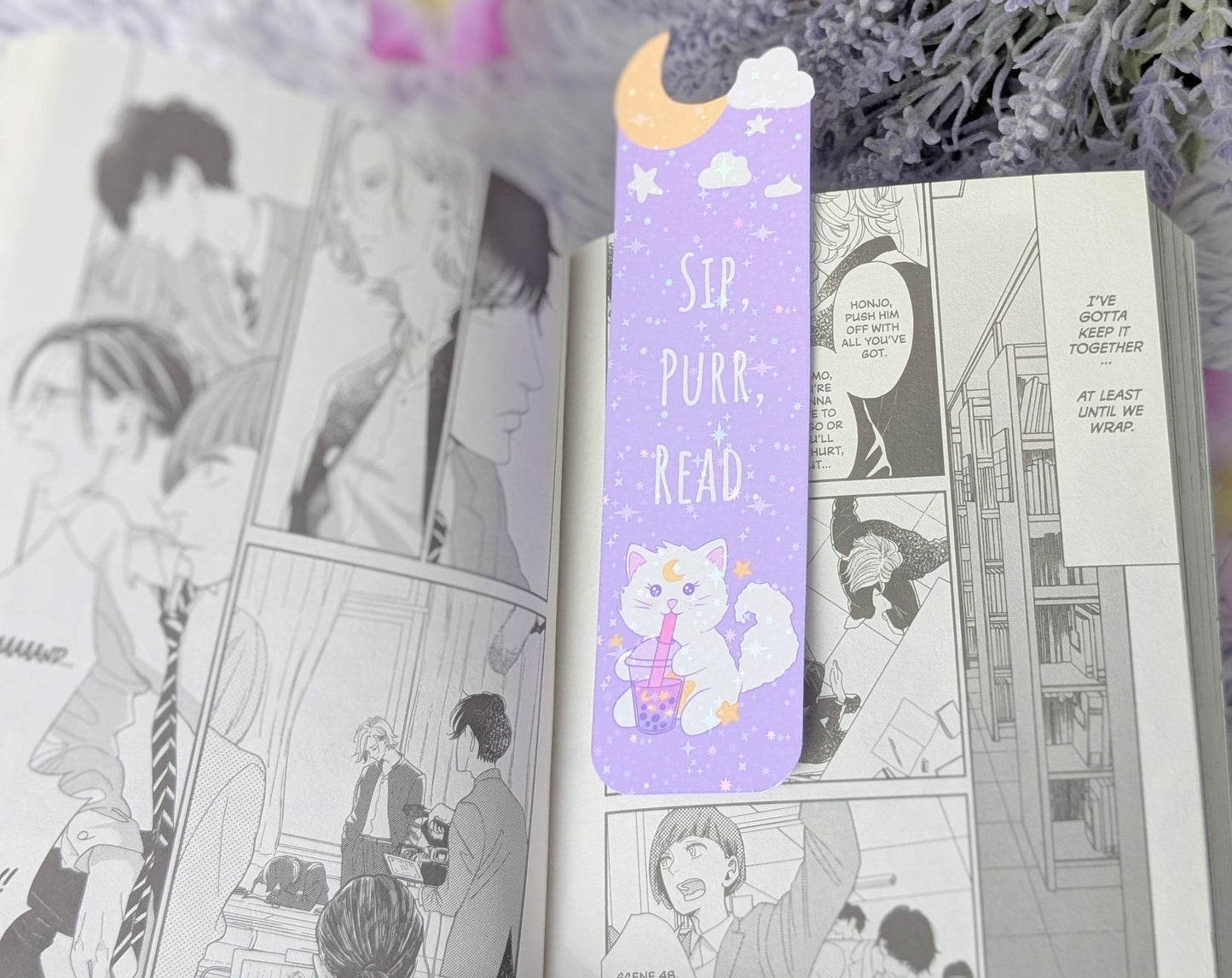 "Sip, Purr, Read." Bookmark - IllustratingChristy
