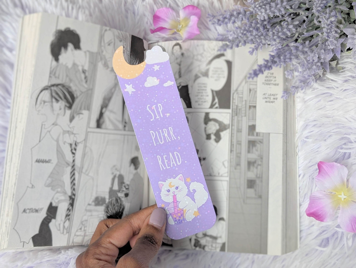"Sip, Purr, Read." Bookmark - IllustratingChristy