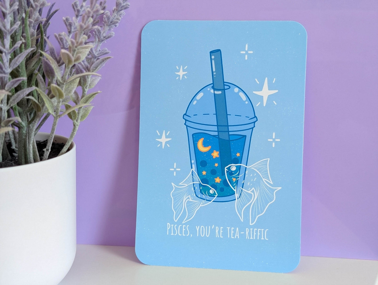 Pisces Boba Art Print - IllustratingChristy