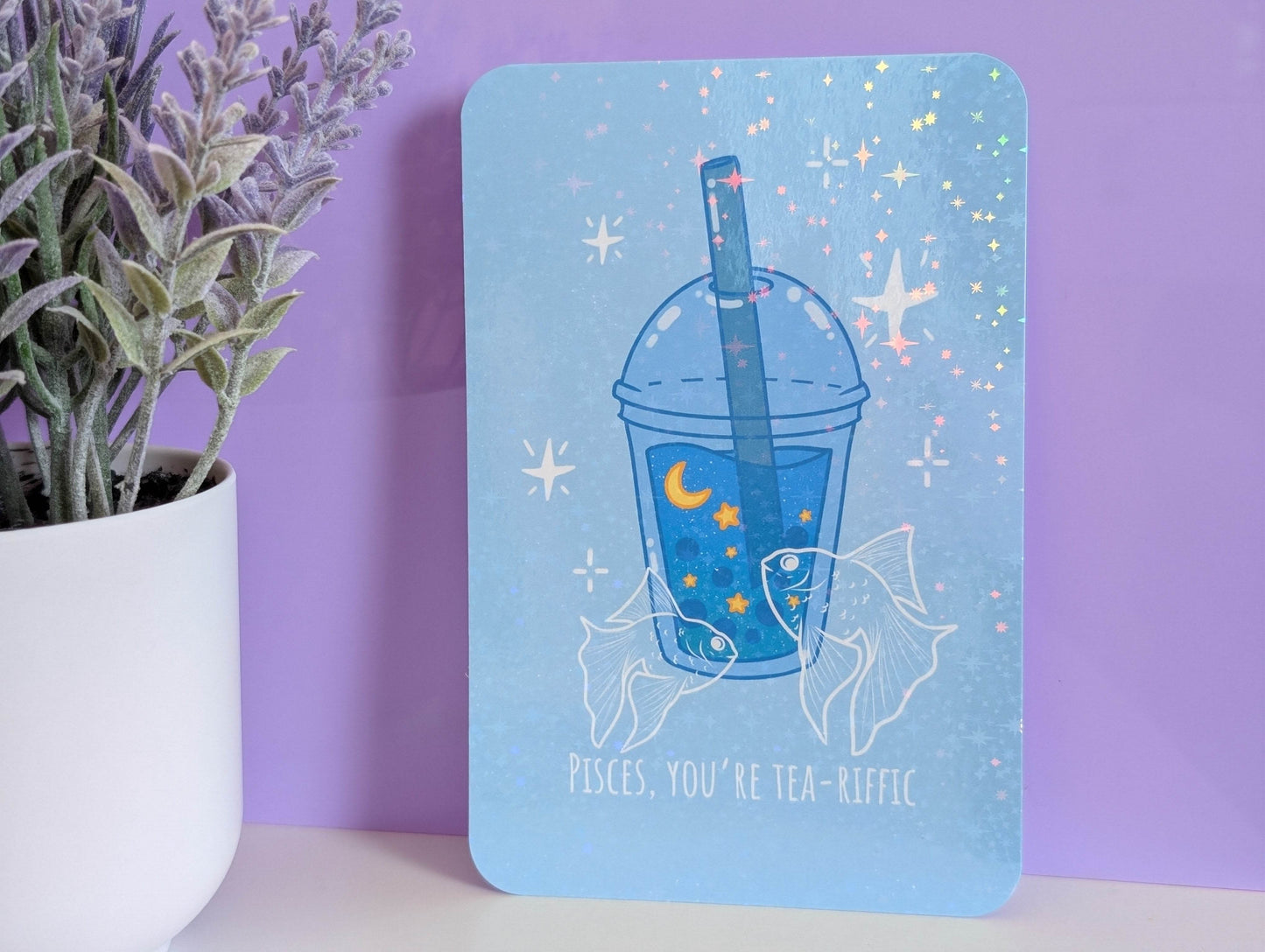 Pisces Boba Art Print - IllustratingChristy