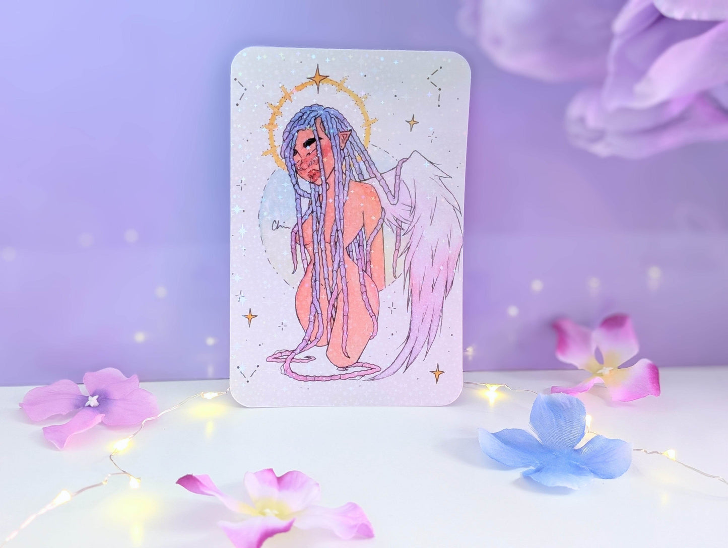 Starlight Angel Watercolor Art Print - IllustratingChristy
