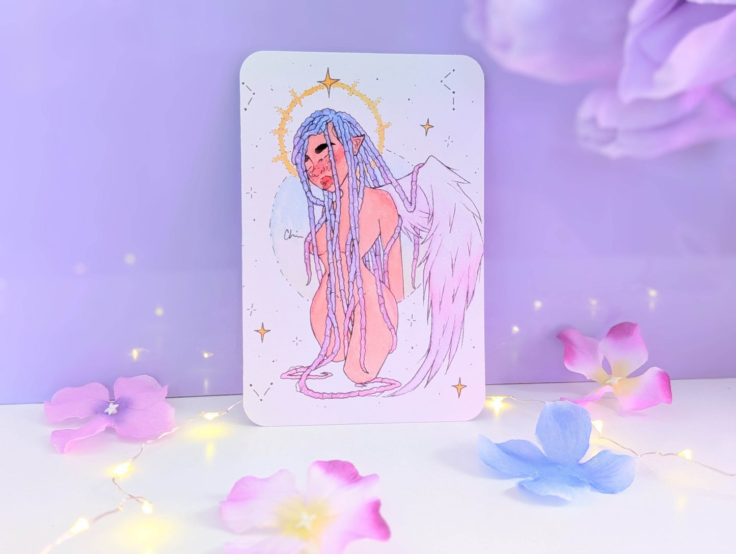 Starlight Angel Watercolor Art Print - IllustratingChristy