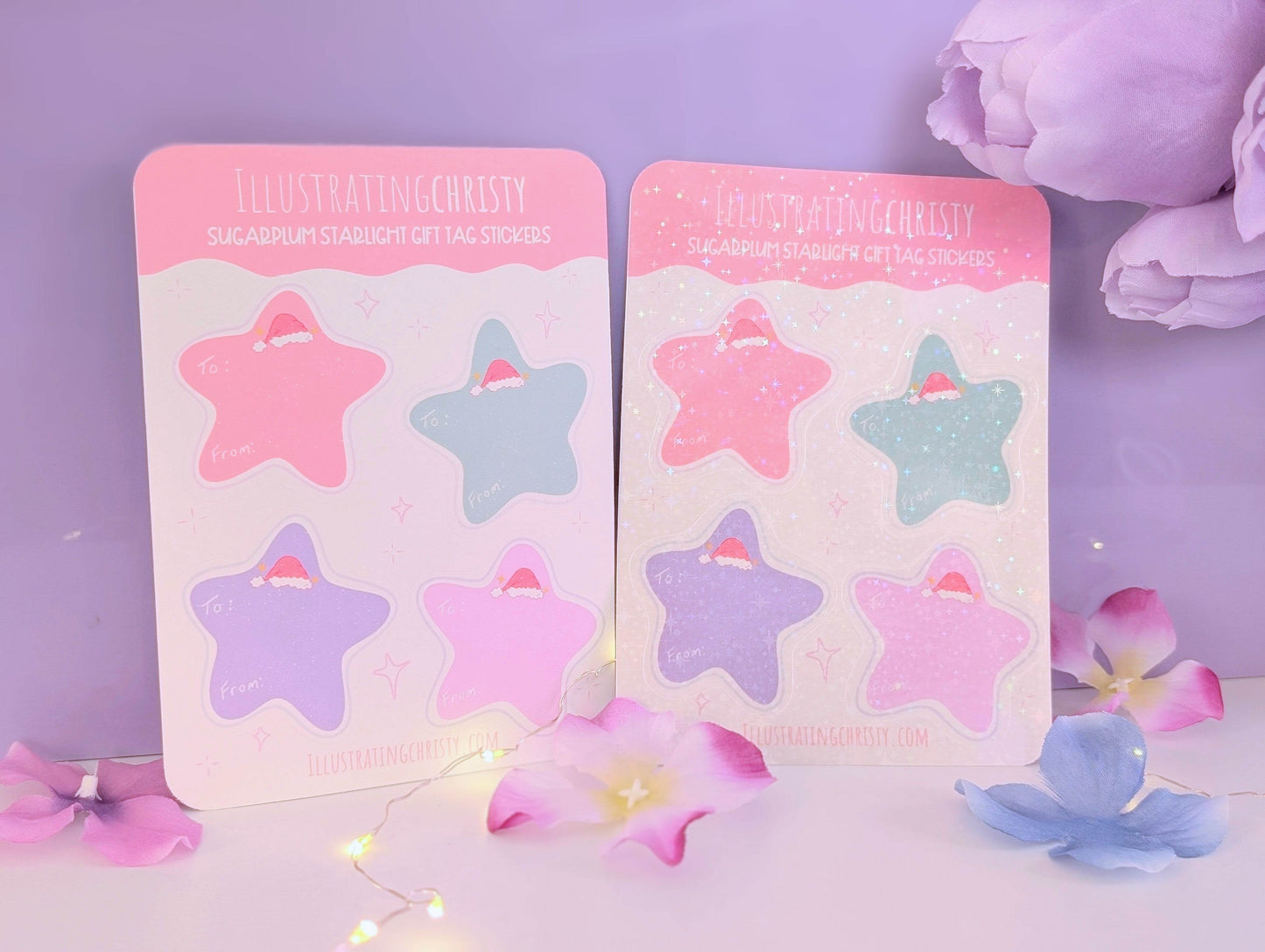 Starlight Gift Tag Sticker Sheet - IllustratingChristy