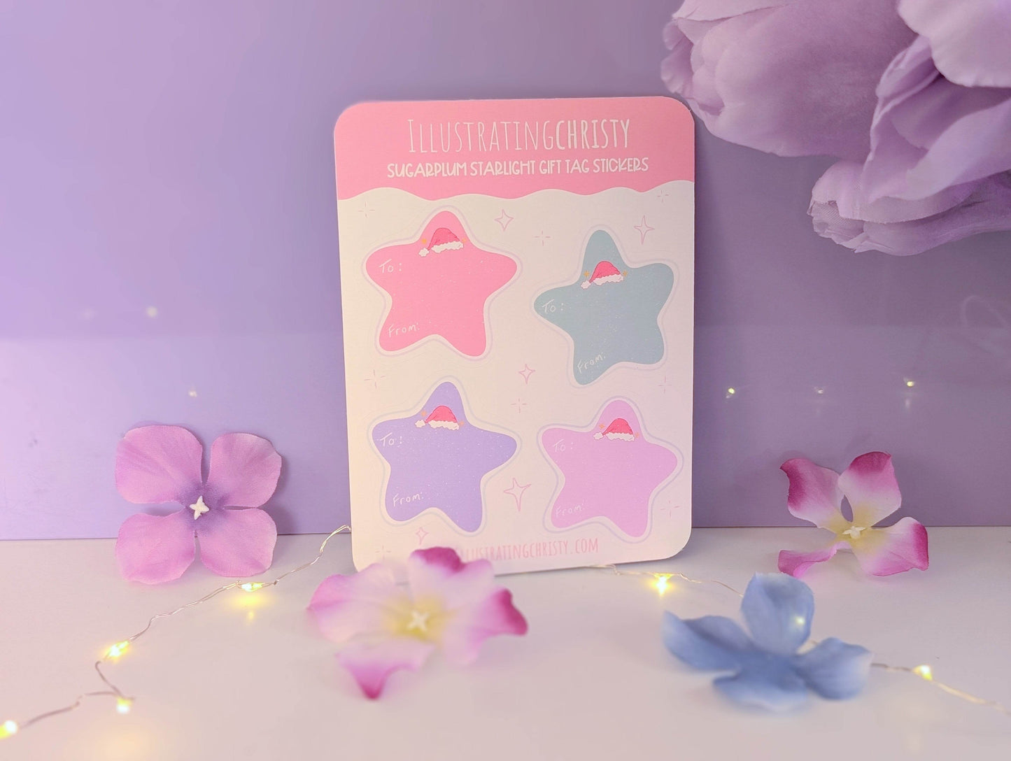 Starlight Gift Tag Sticker Sheet - IllustratingChristy