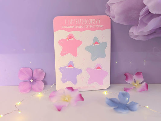 Starlight Gift Tag Sticker Sheet - IllustratingChristy