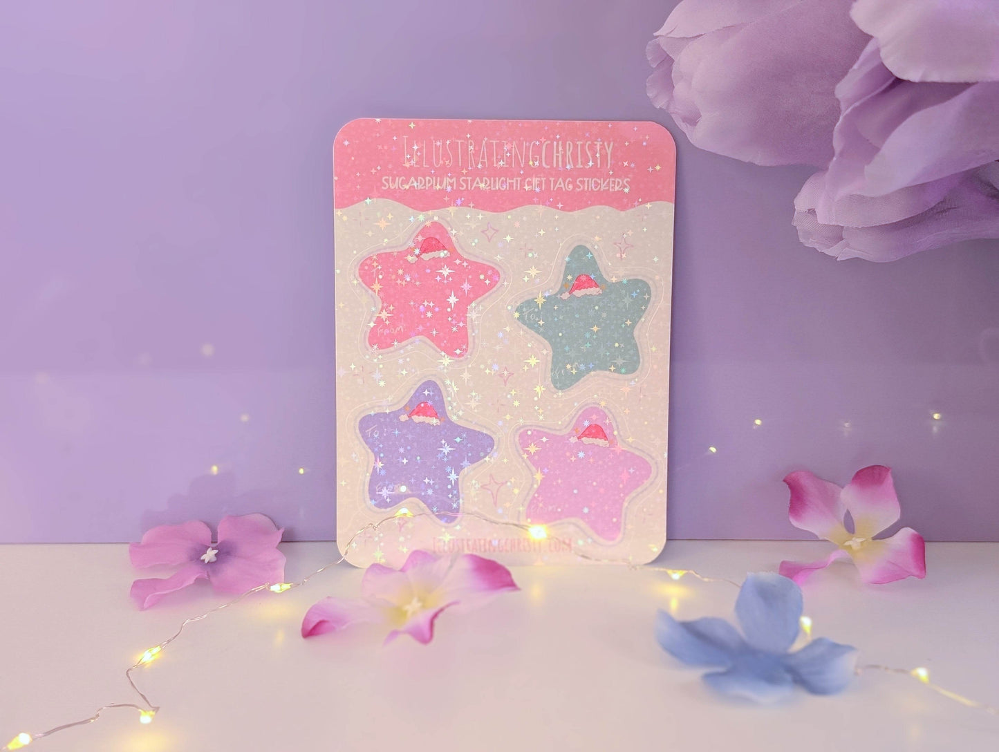 Starlight Gift Tag Sticker Sheet - IllustratingChristy