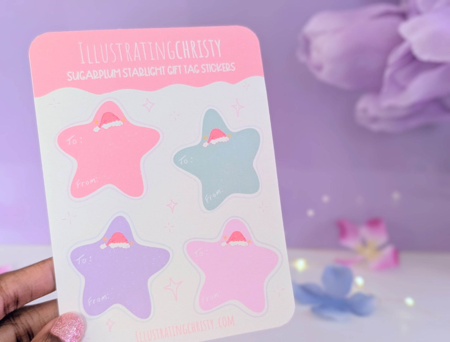 Starlight Gift Tag Sticker Sheet - IllustratingChristy