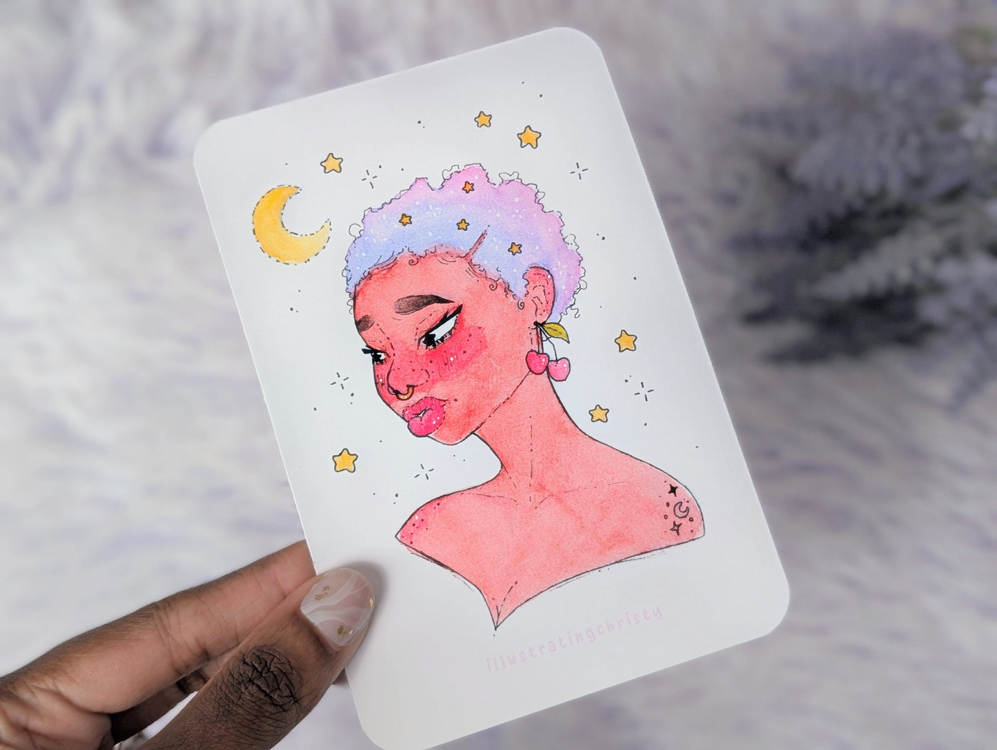 Cherry Earring Watercolor Art Print