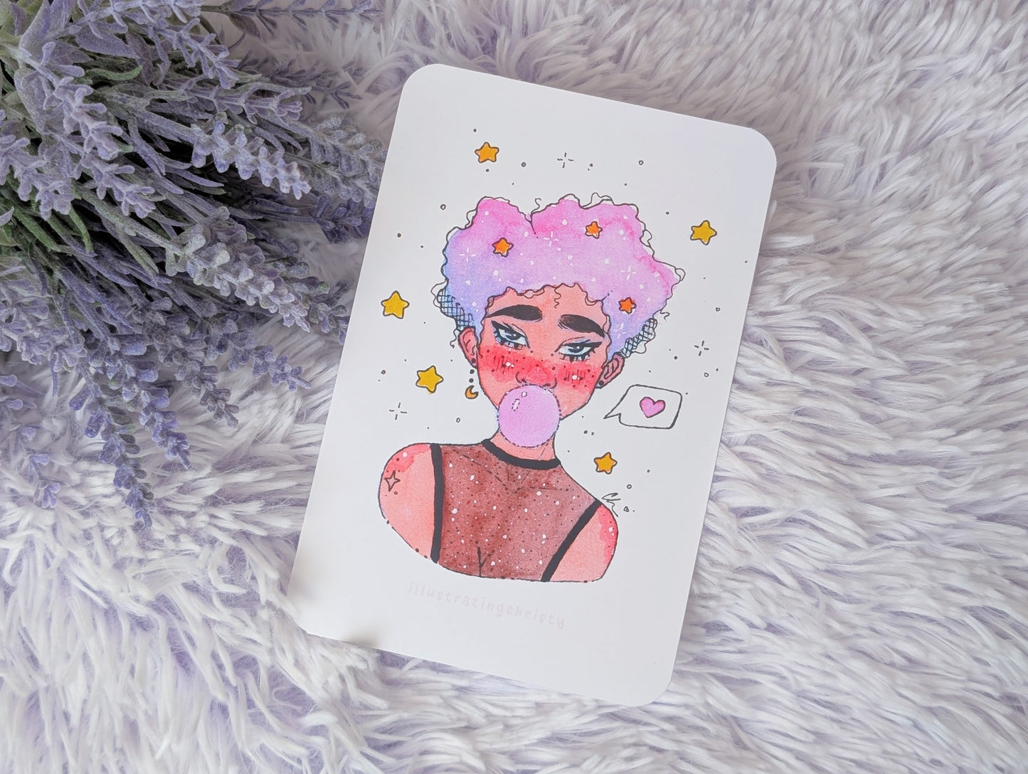 Bubble Gum Watercolor Art Print