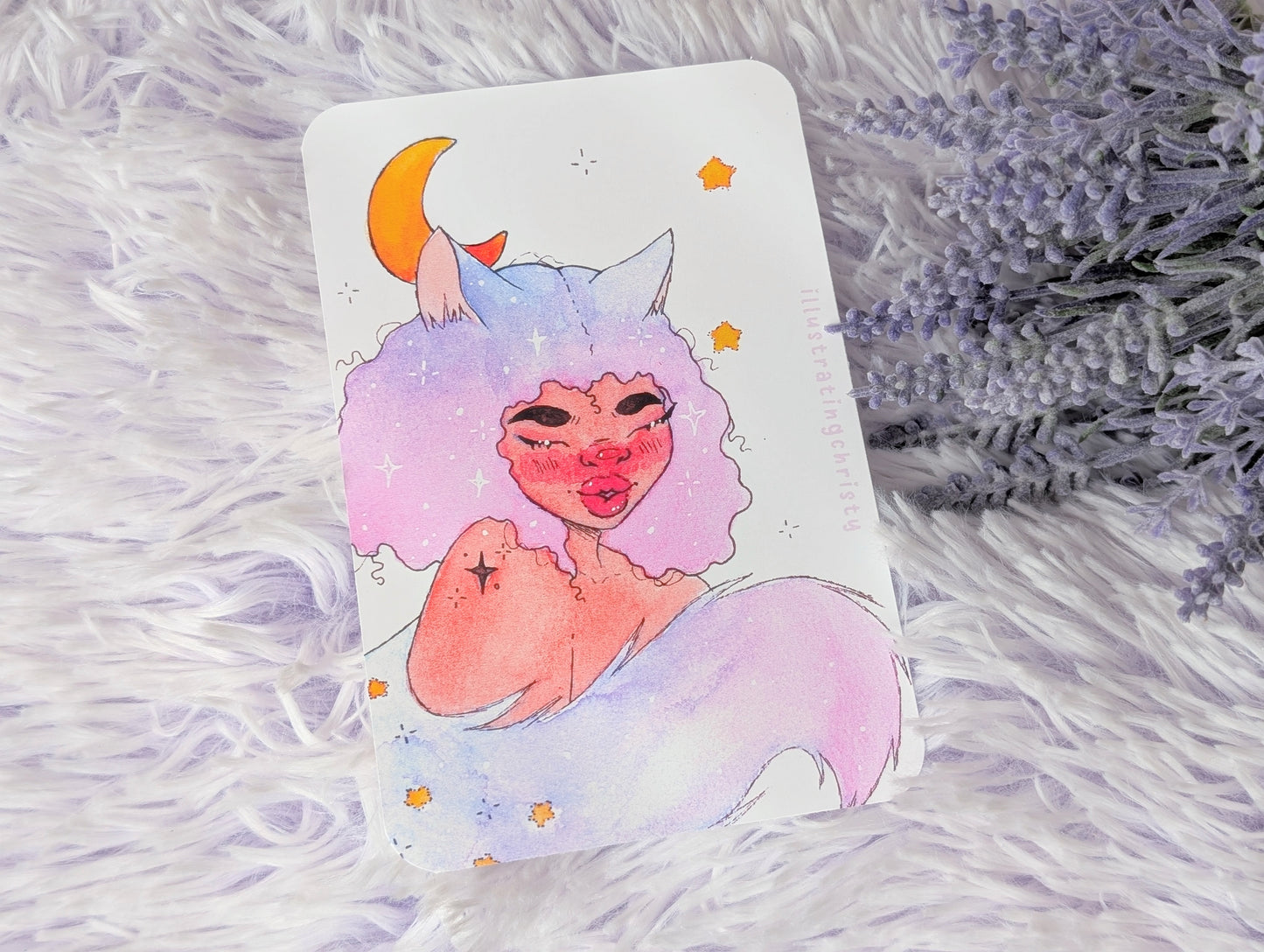 Furry Girl Watercolor Art Print