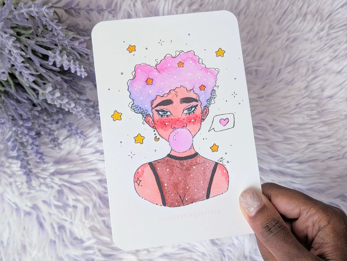 Bubble Gum Watercolor Art Print