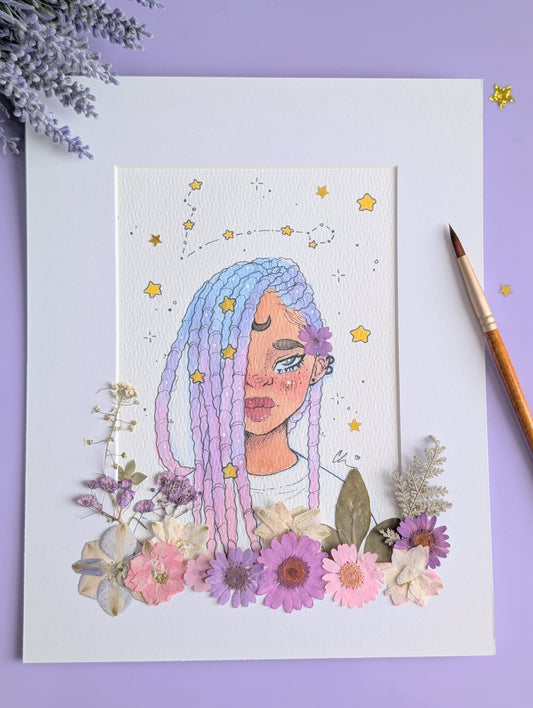 Moon in Pisces - Original Watercolor