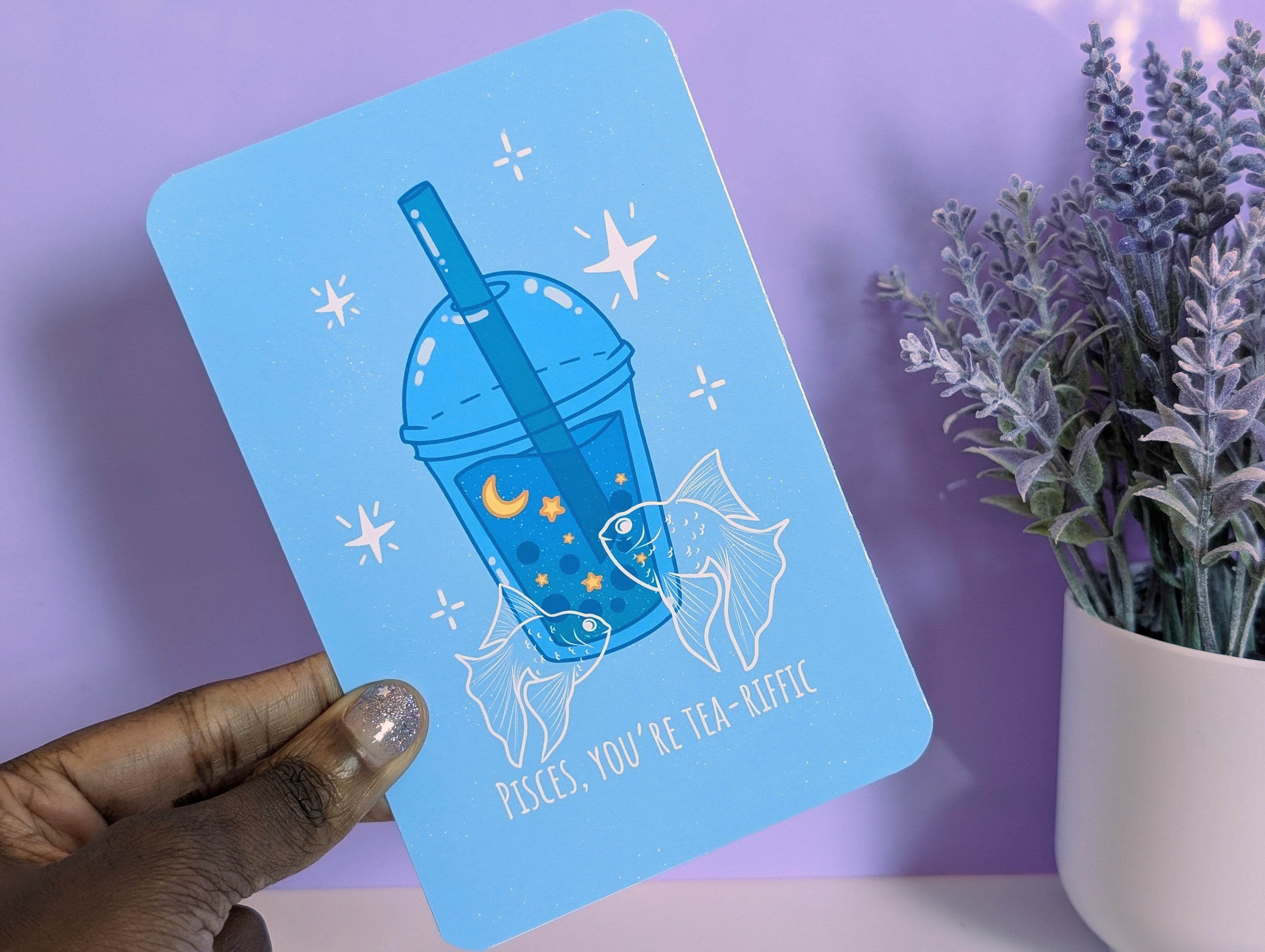 Pisces Boba Art Print - IllustratingChristy