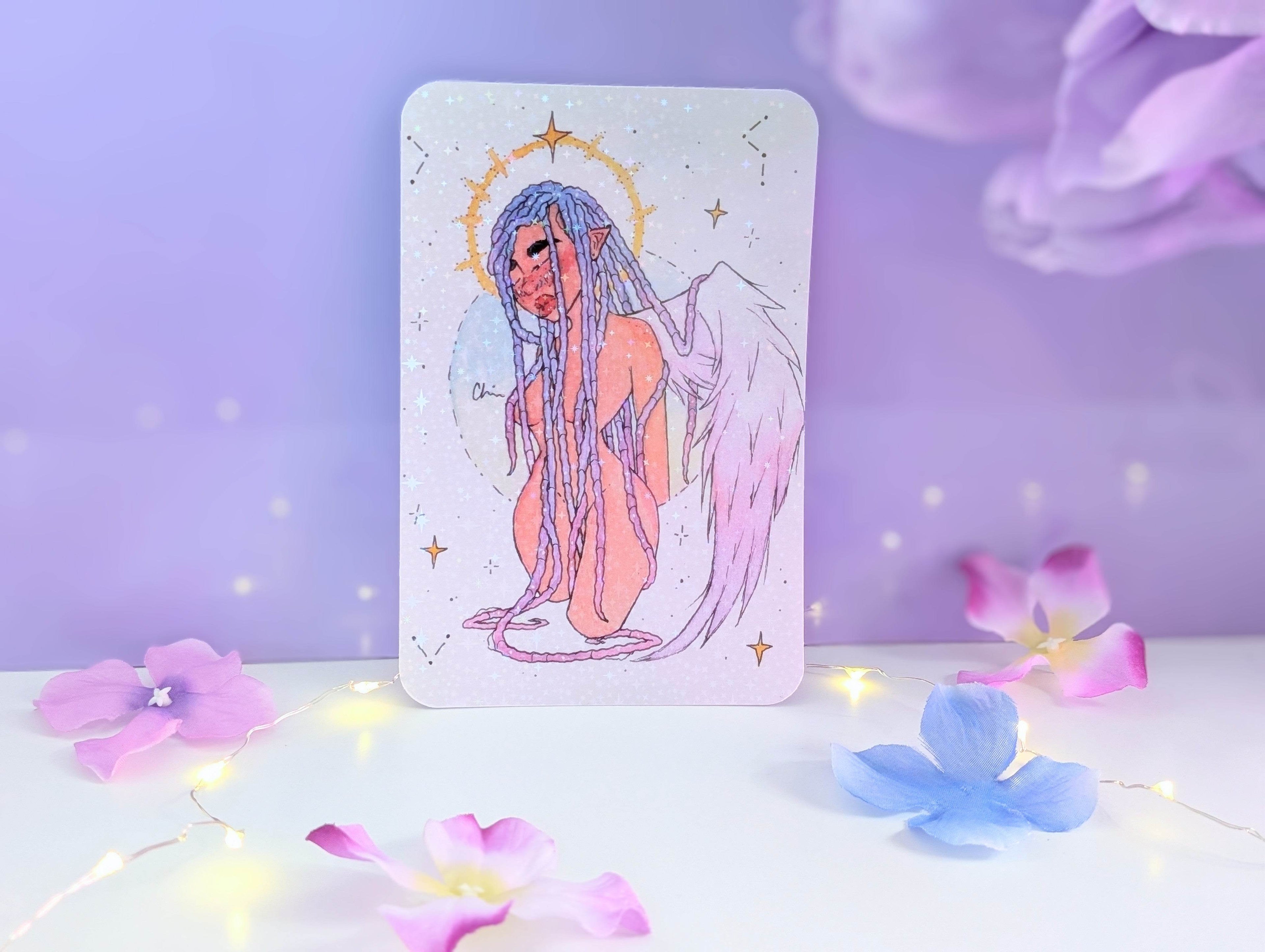 Starlight Angel Watercolor Art Print - IllustratingChristy