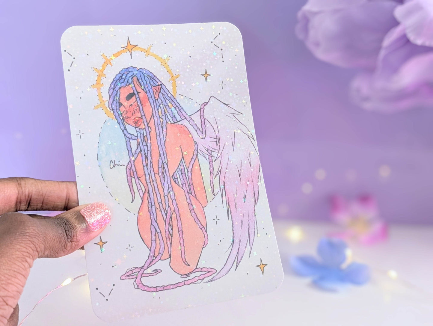 Starlight Angel Watercolor Art Print - IllustratingChristy