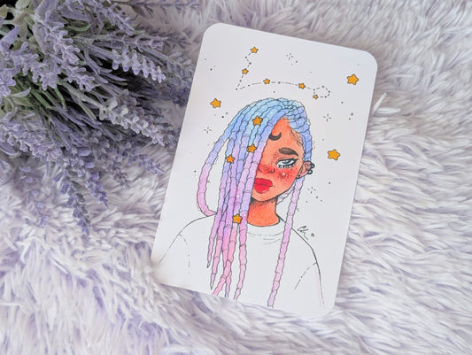 Pisces Girl Watercolor Art Print
