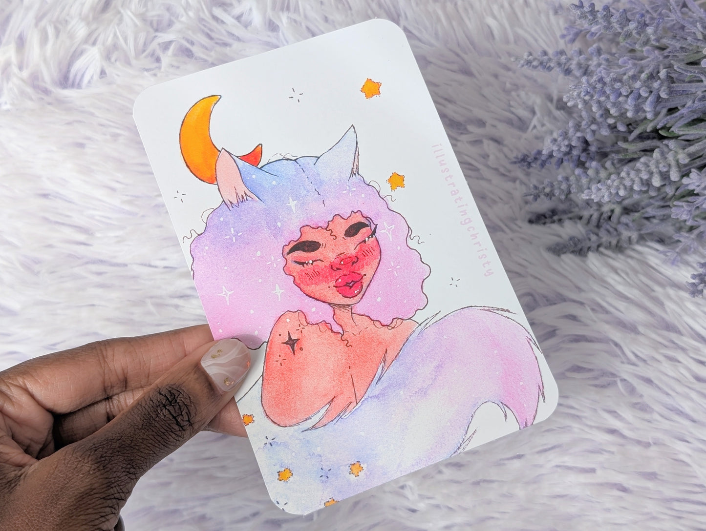 Furry Girl Watercolor Art Print