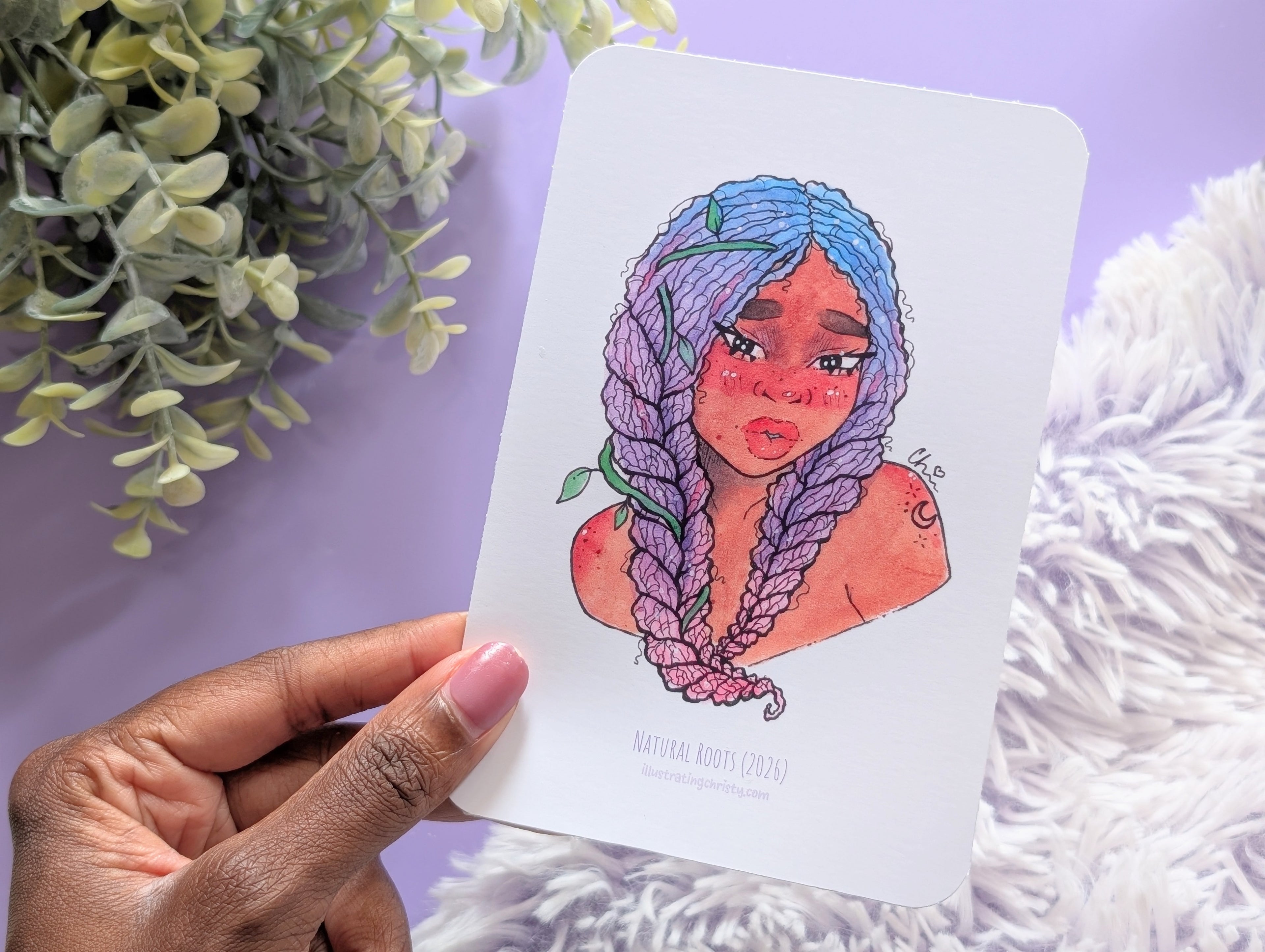Lavender Braids Watercolor Art Print