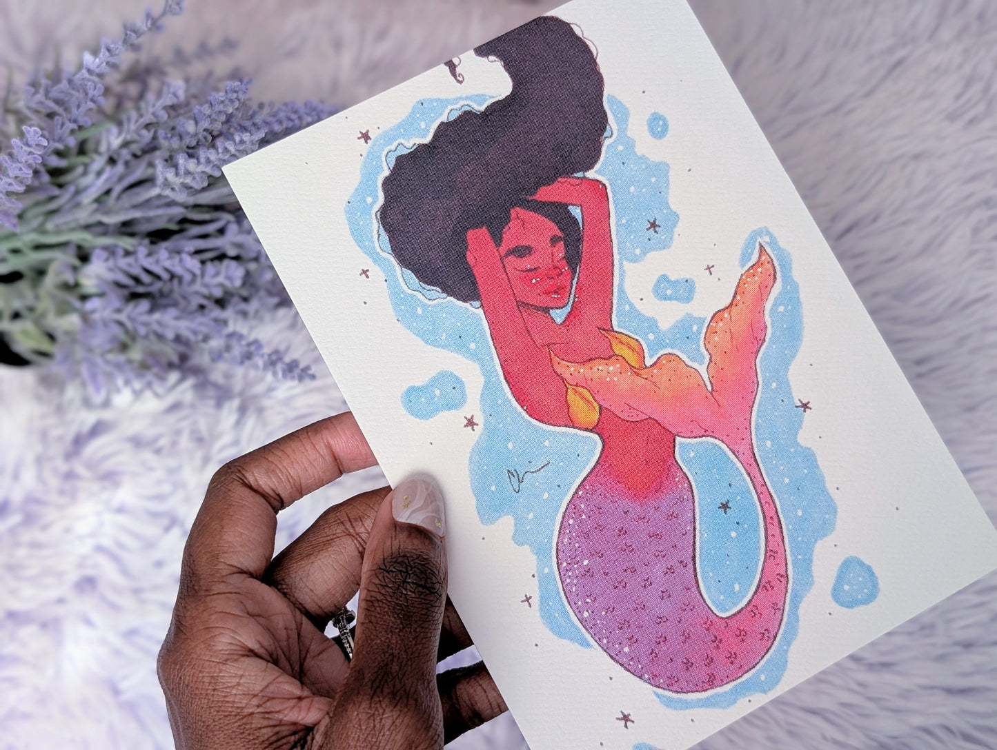 Summer Mermaid Traditional Art Print