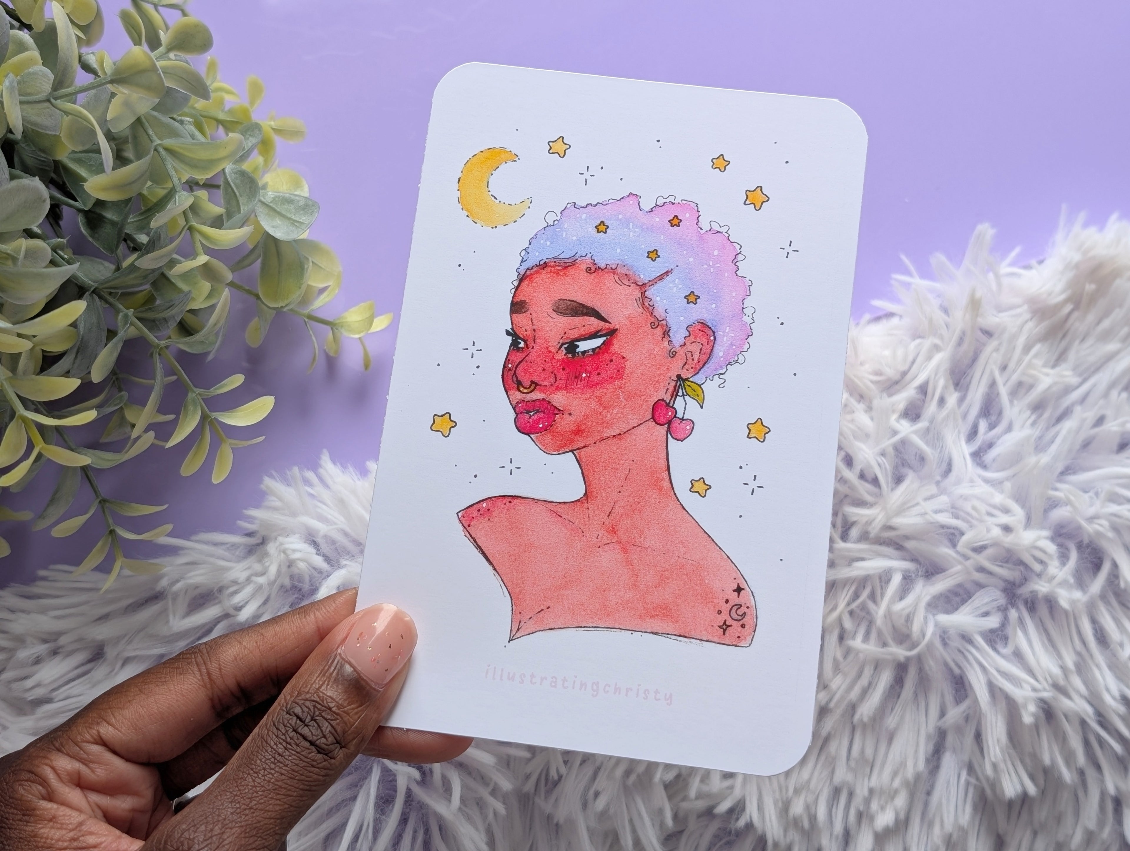 Cherry Earring Watercolor Art Print
