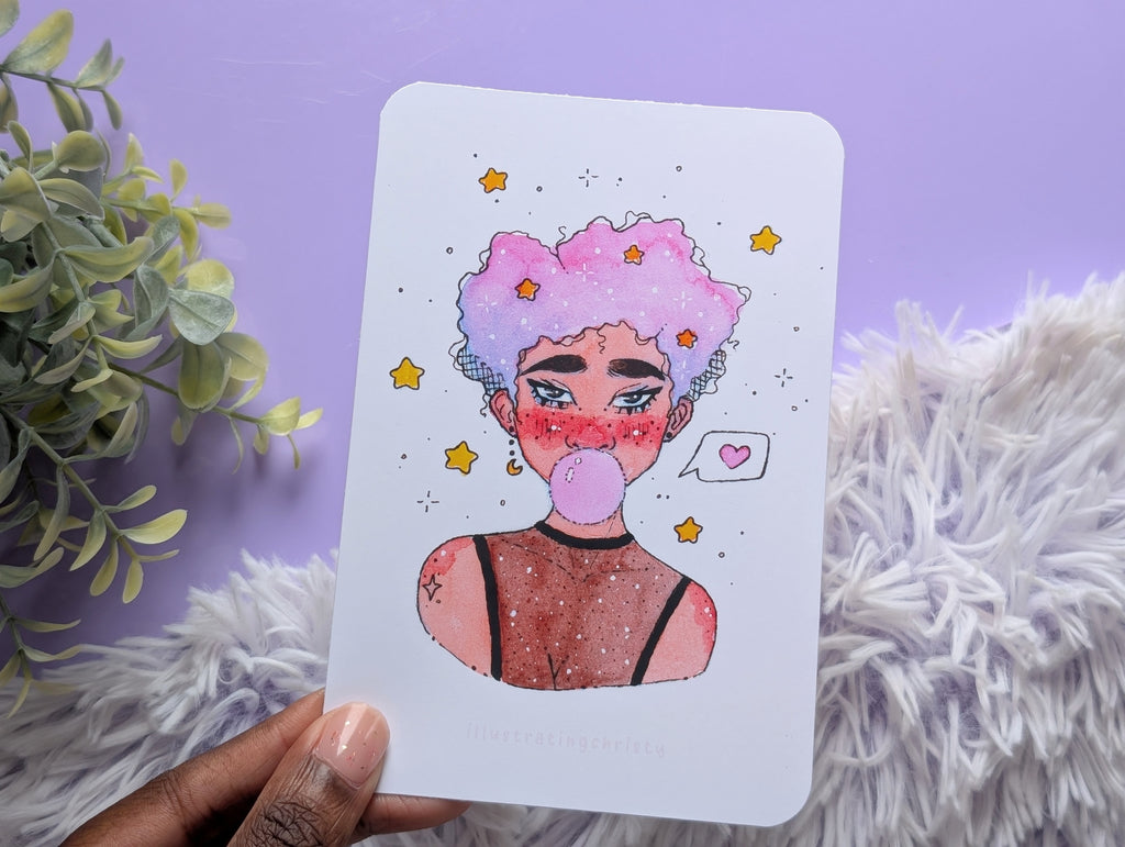 Bubble Gum Watercolor Art Print