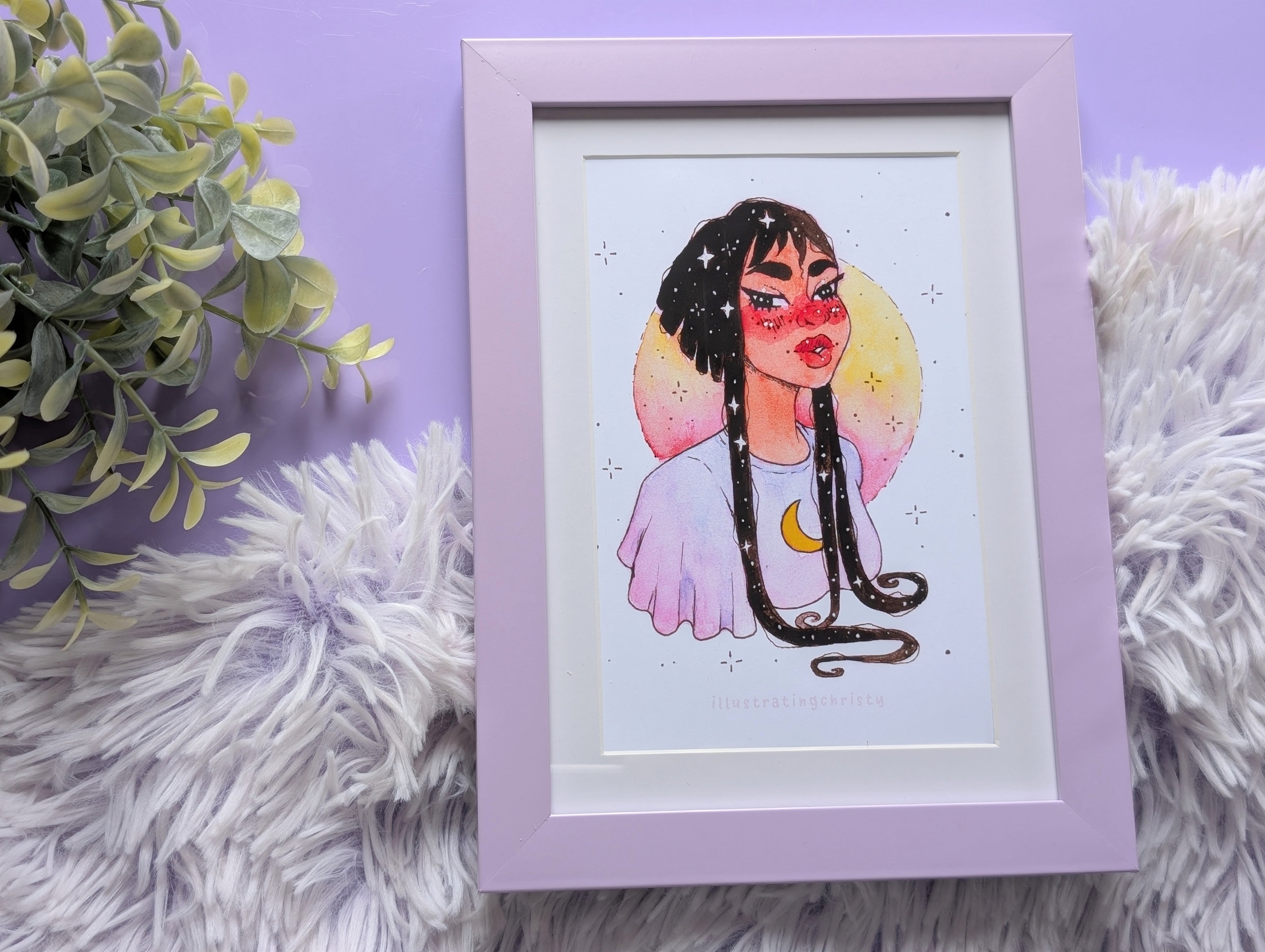 Star Girl Watercolor Art Print