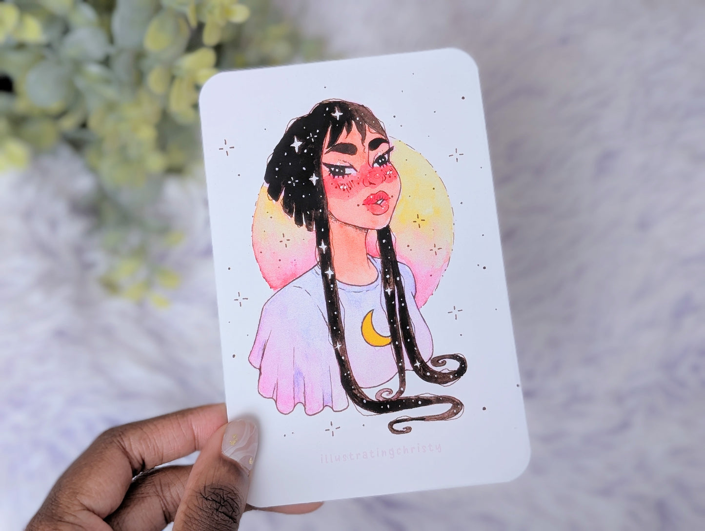 Star Girl Watercolor Art Print