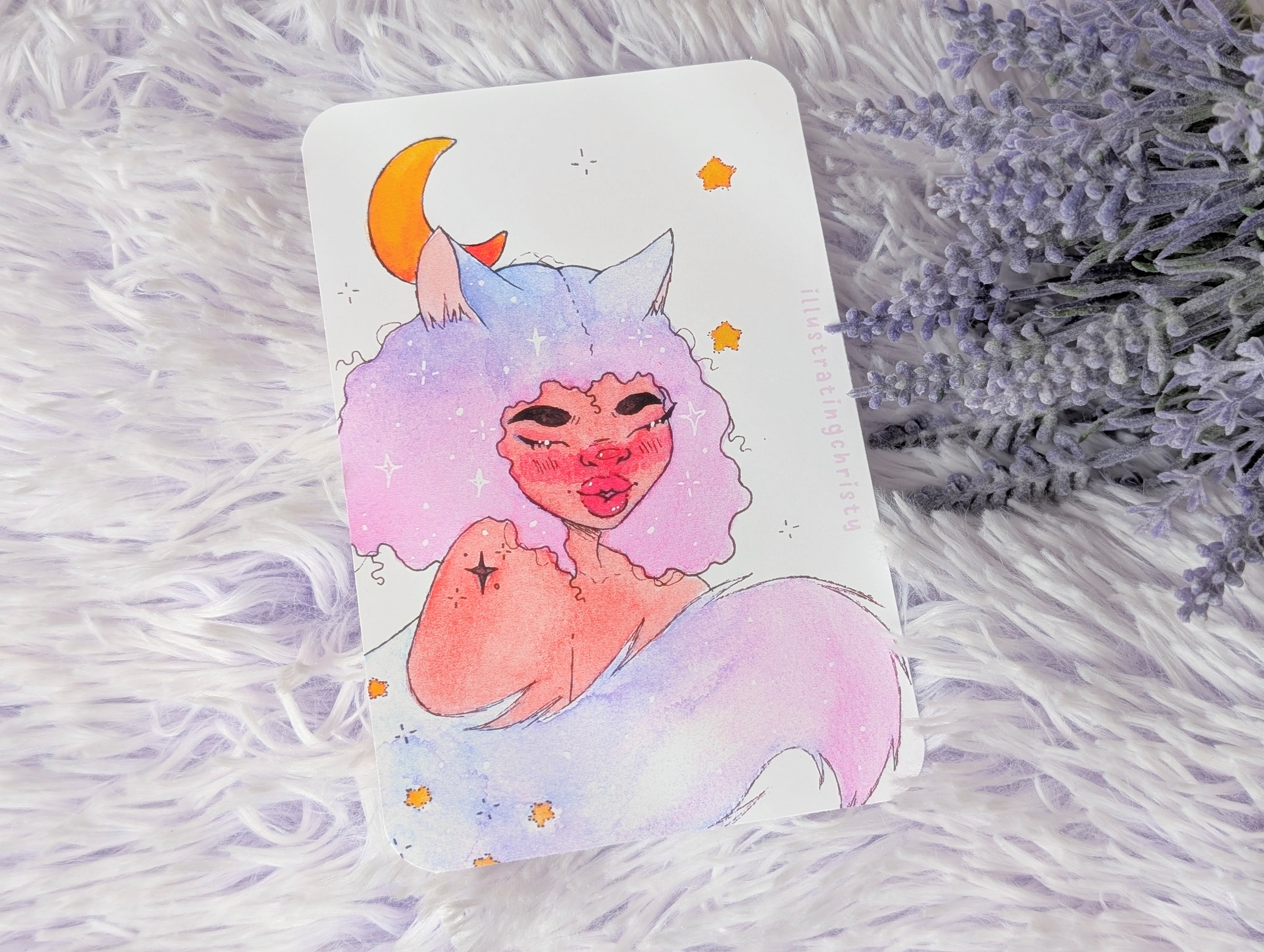 Furry Girl Watercolor Art Print